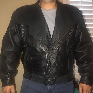 Vintage leather suede black mens jacket size medium
